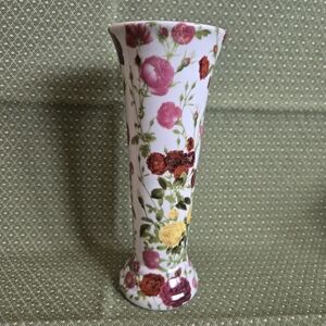 Va Bene Rose Floral Hand Painted Porcelain Vase With Multiple Colored Roses